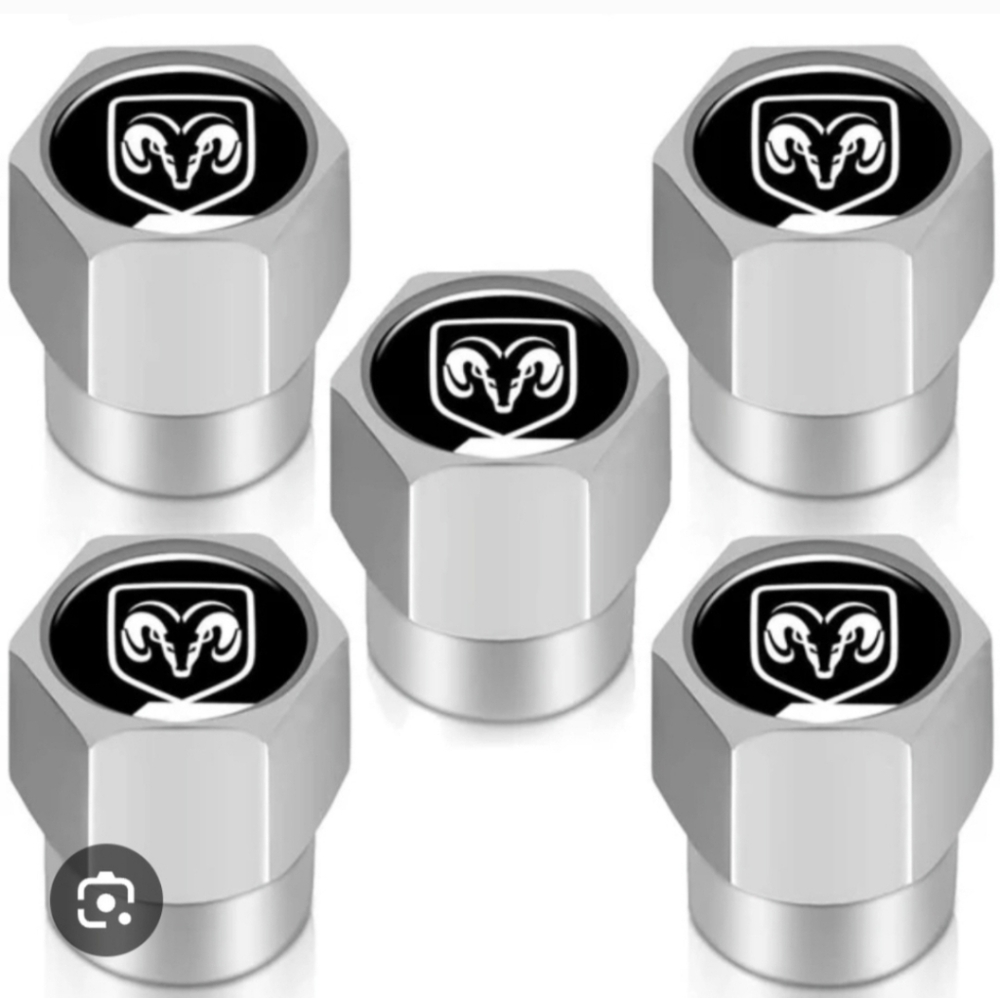 Silver Tire Valve Caps with Ram Logo